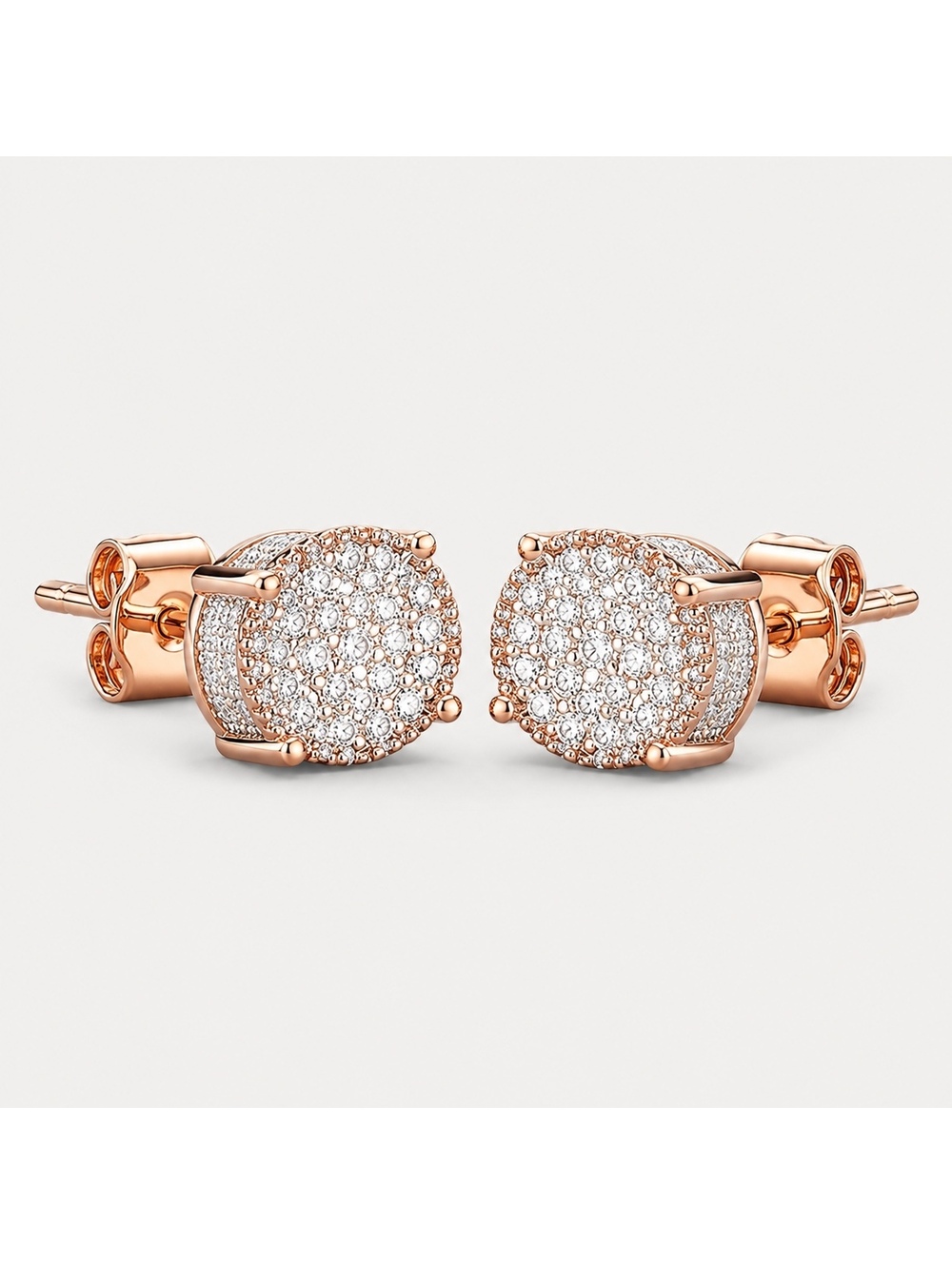 Rose Gold Pavé Cubic Zirconia Stud Earrings
